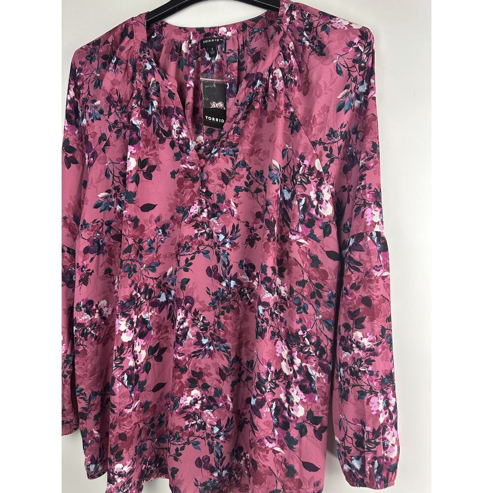 NWT Torrid Georgette Puff Sleeve Peasant Blouse Long Sleeve V-Neck Plus Size 3X - Picture 5 of 10